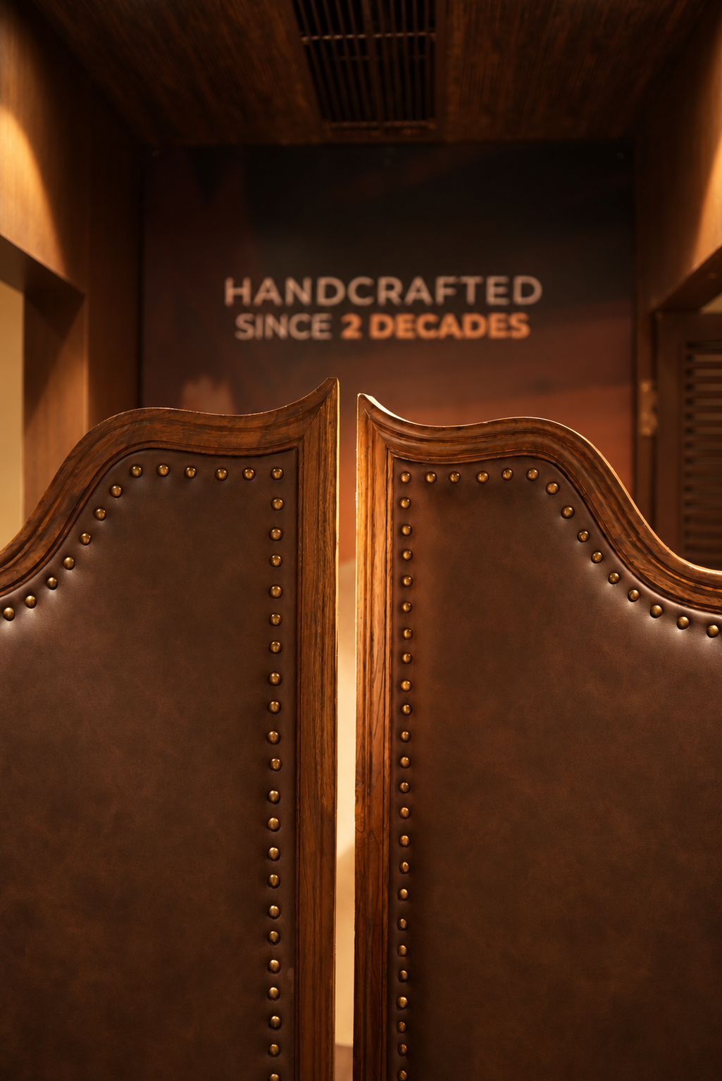 Handcrafted leather doors at the Footsee boutique