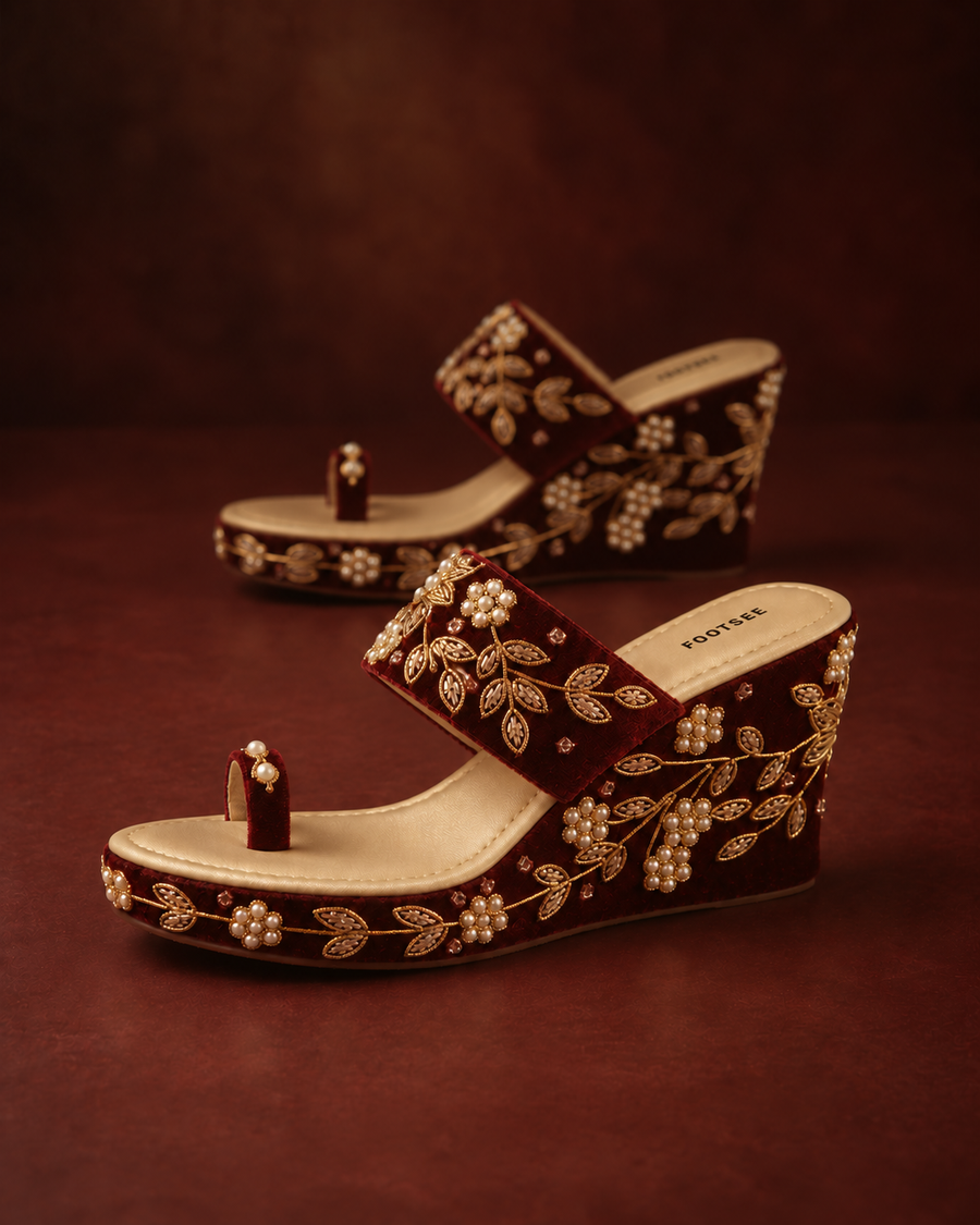 Footsee bridal velvet shoes