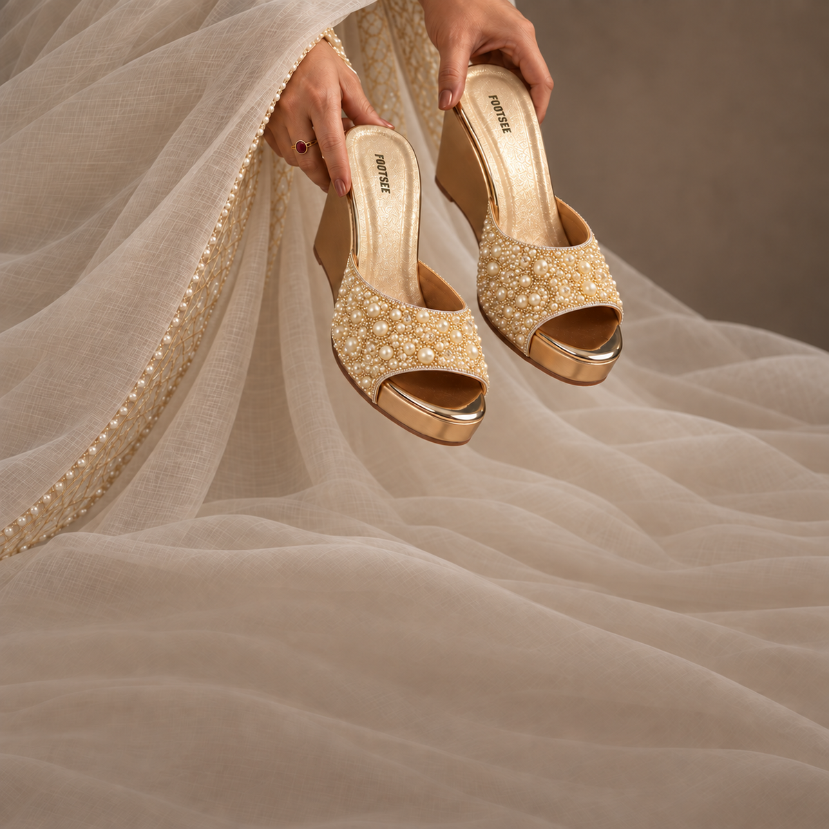 GOLD WEDDING WEDGES
