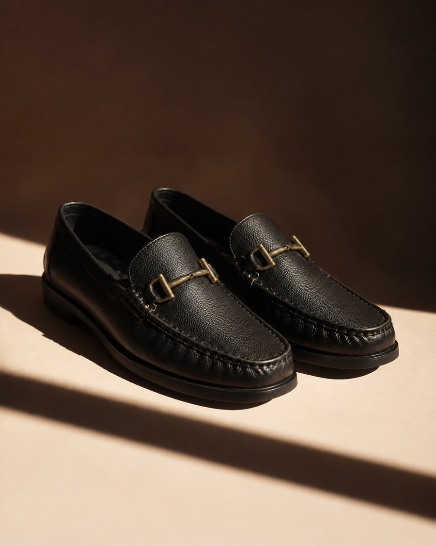 Black horsebit loafers for everyday wear