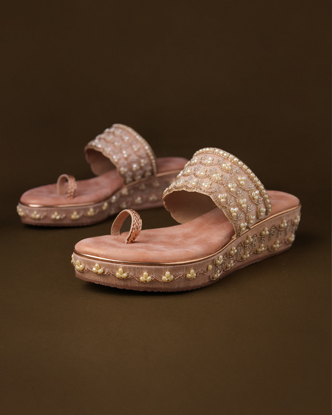 Rosette Blush Pink Toe-Ring Wedge view 3
