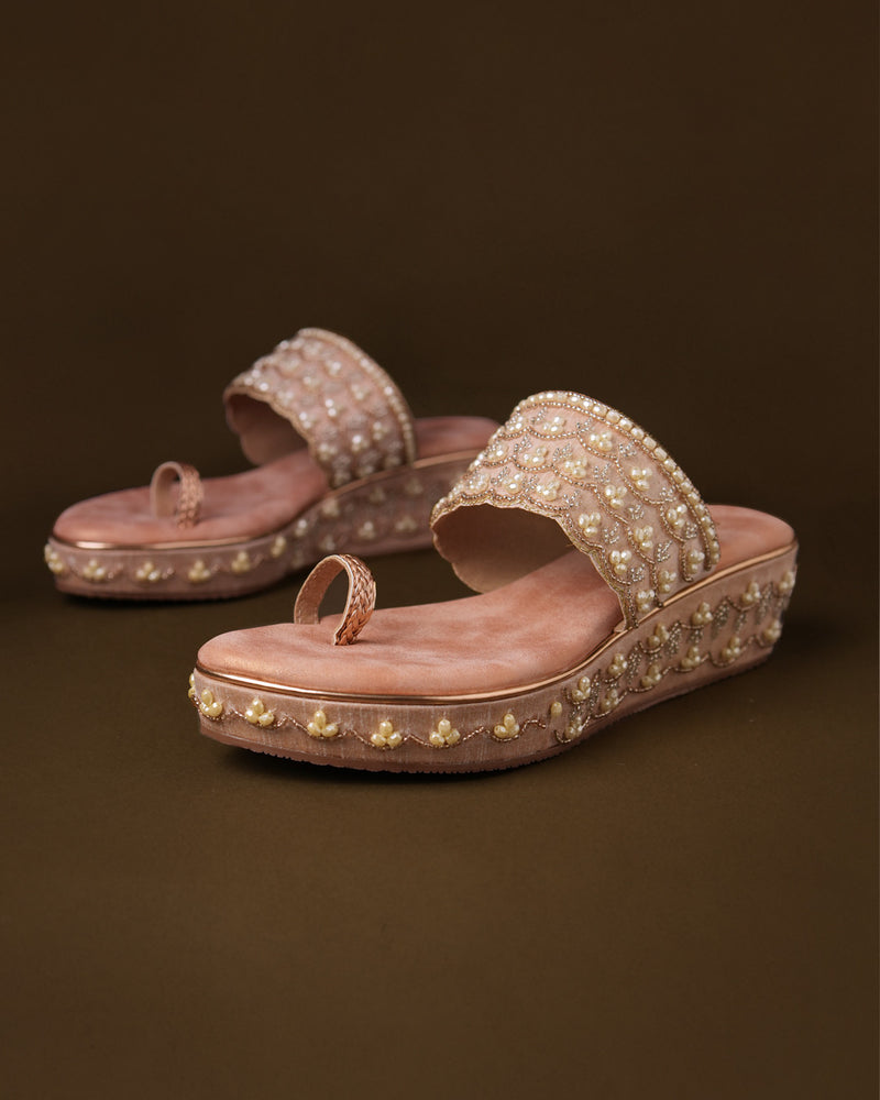 Rosette Blush Pink Toe-Ring Wedge view 3