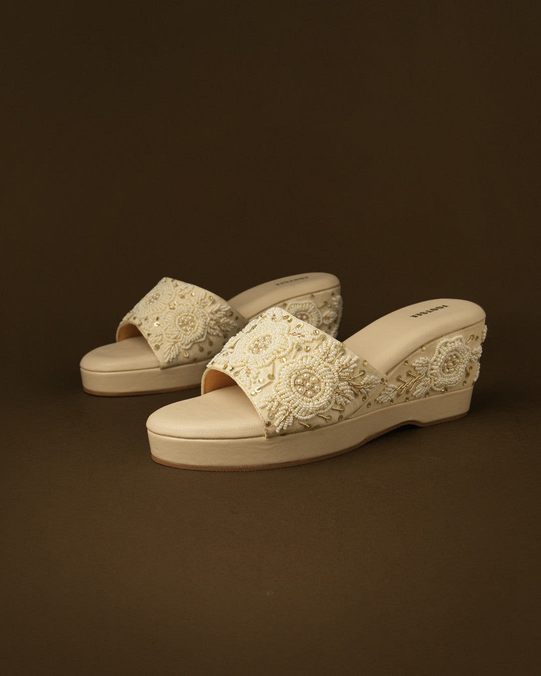 Bloom Ivory Gold Wedge Slide