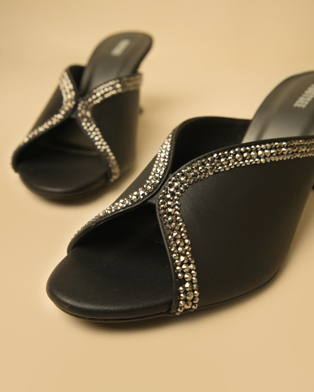 Nocturne Black Heeled Mule view 4