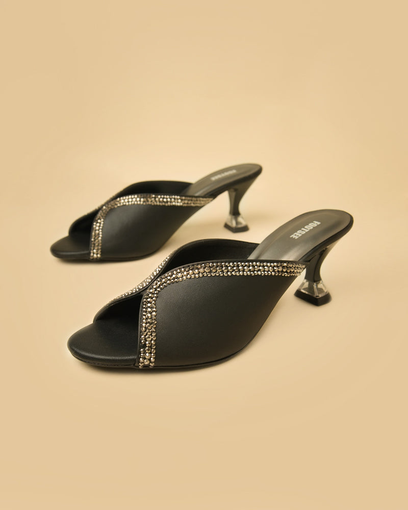 Nocturne Black Heeled Mule view 3