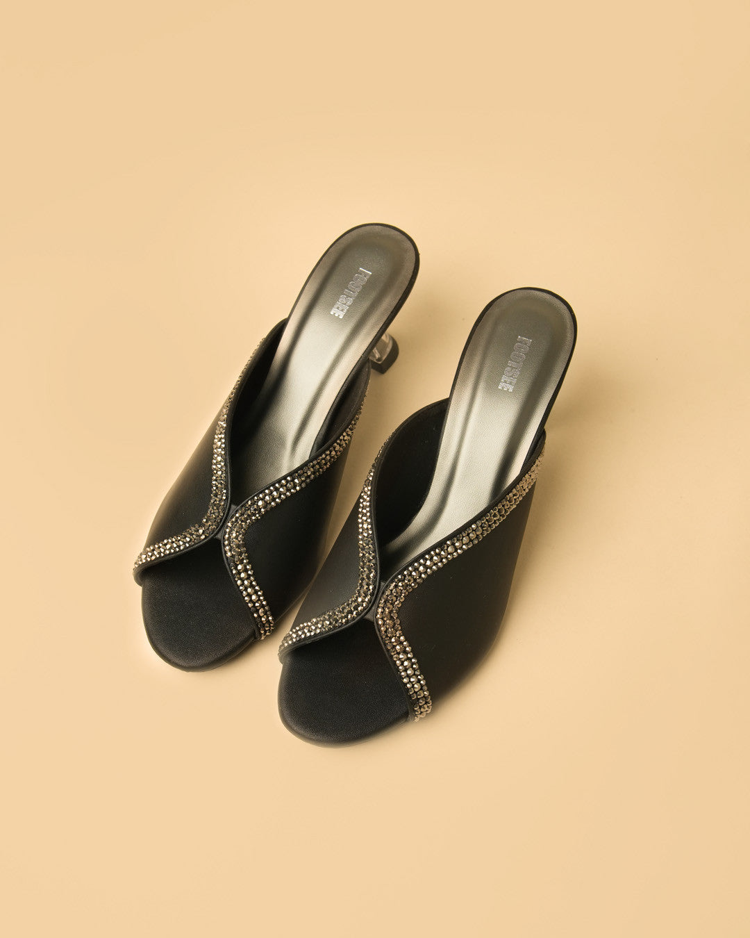 Nocturne Black Heeled Mule