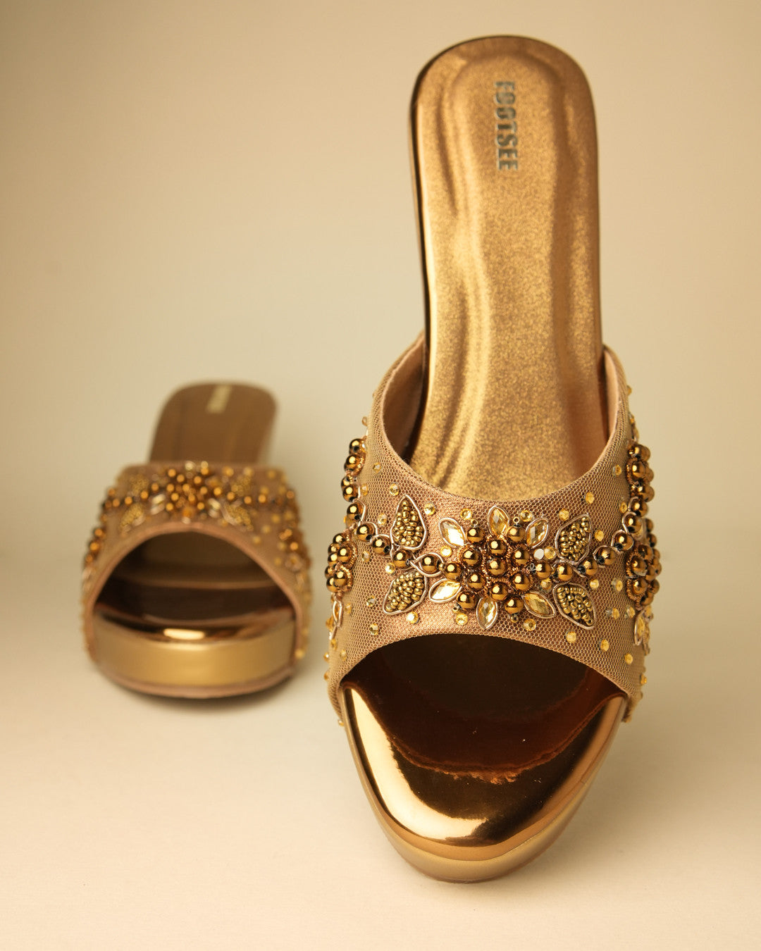Zareen Antique Gold Wedge Slide view 8