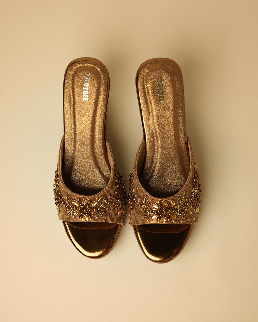 Zareen Antique Gold Wedge Slide view 6