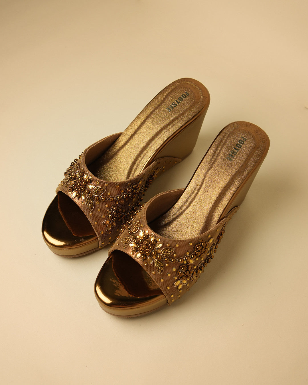 Zareen Antique Gold Wedge Slide view 7