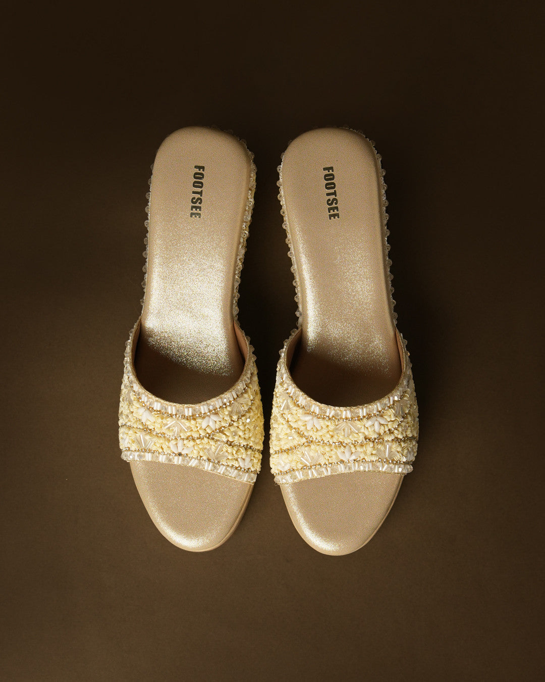Sunehri Champagne Gold Wedge Slide view 2