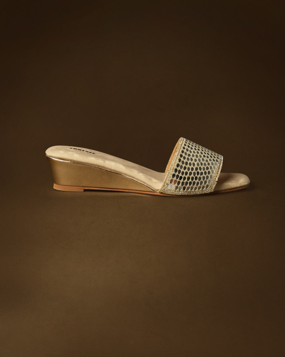 Sheesha Champagne Gold Wedge Slide view 3