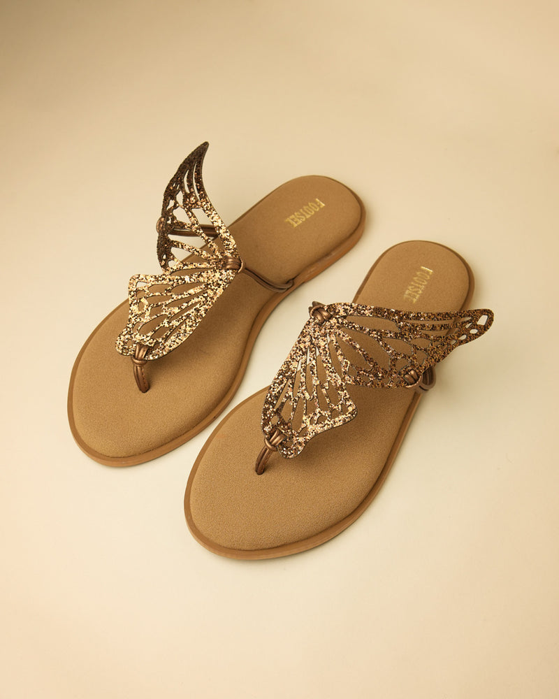 Pankh Antique Gold Toe-Post Flat