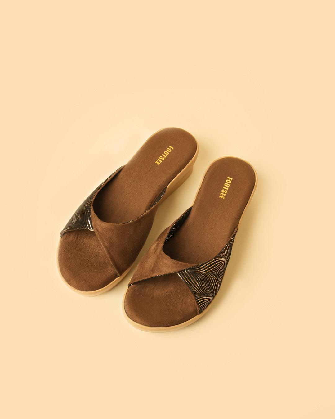 Flair Brown Gold Crossover Platform Slide