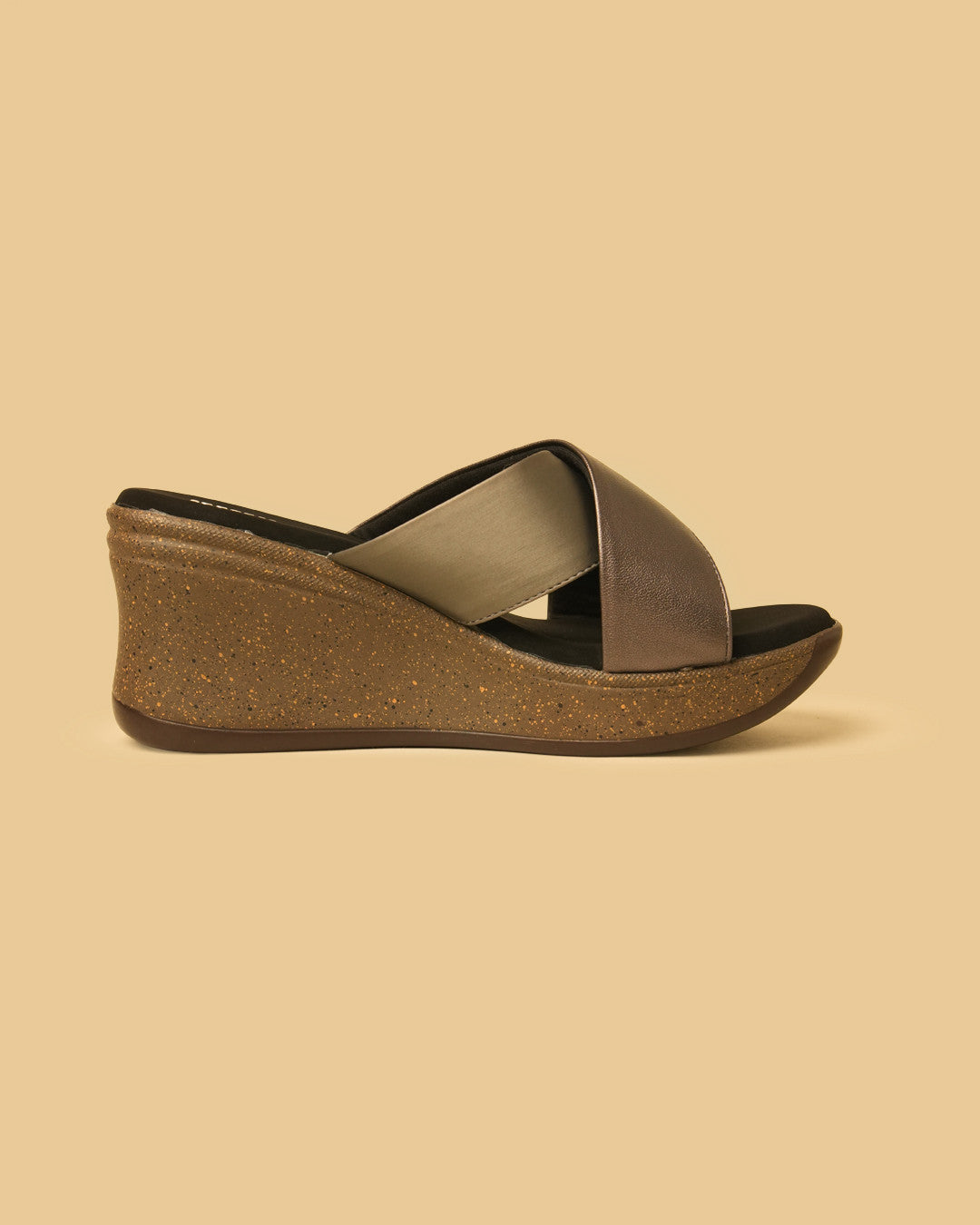 Lustre Pewter Bronze Crossover Wedge Slides view 5
