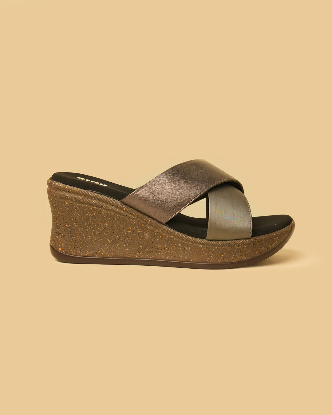 Lustre Pewter Bronze Crossover Wedge Slides view 6