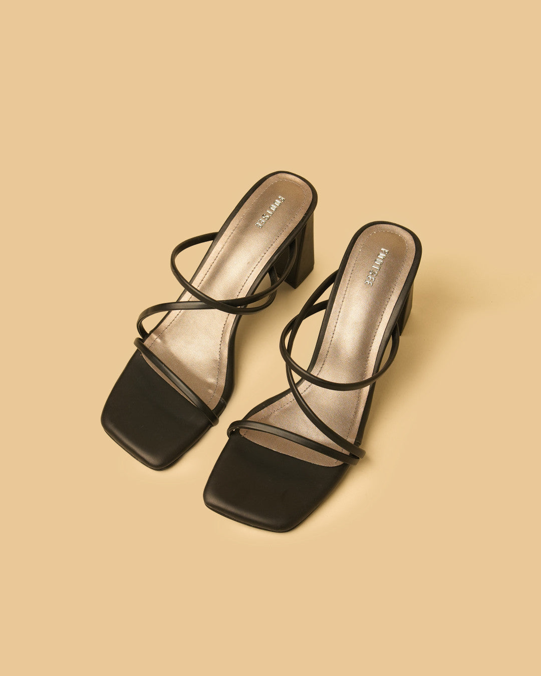 Cadence Black Strappy Block-Heel Mules