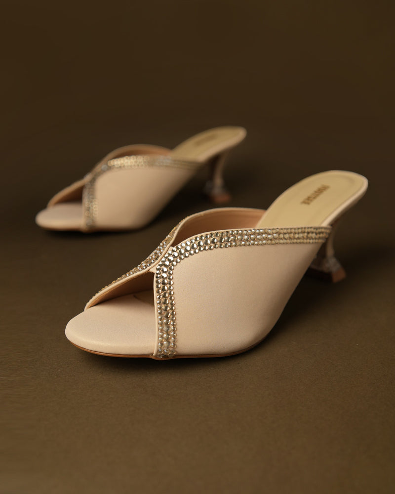 Nocturne Champagne Heeled Mule view 2