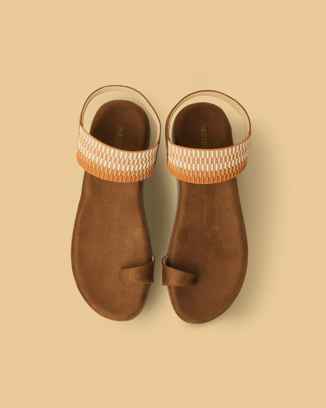 Cove Tan Peach Ivory Toe-Loop Slingback Flats view 2