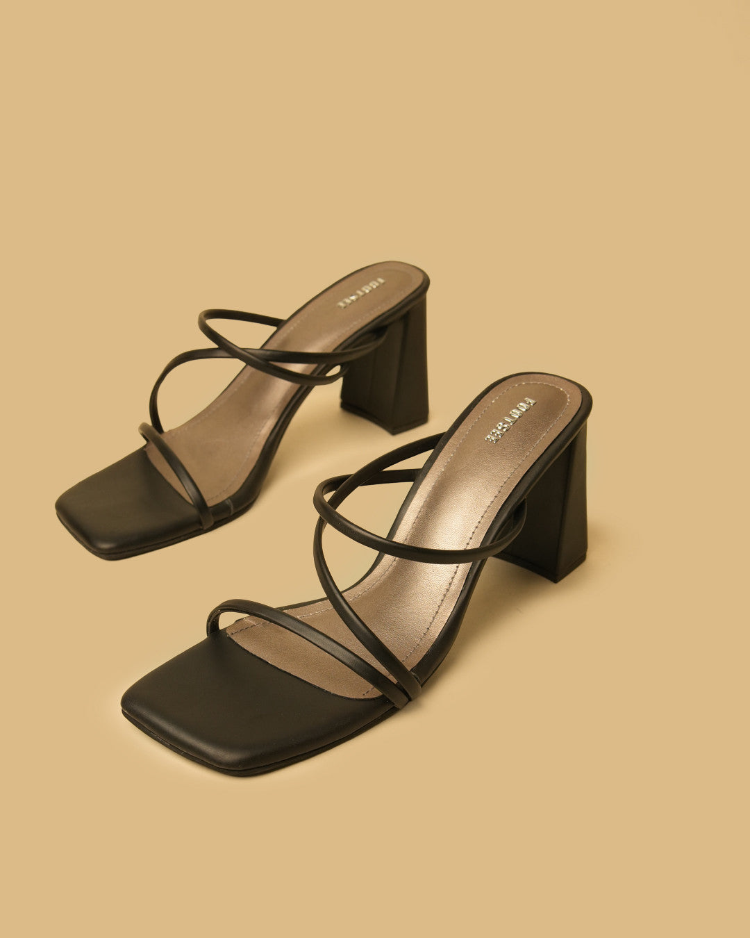 Cadence Black Strappy Block-Heel Mules view 2