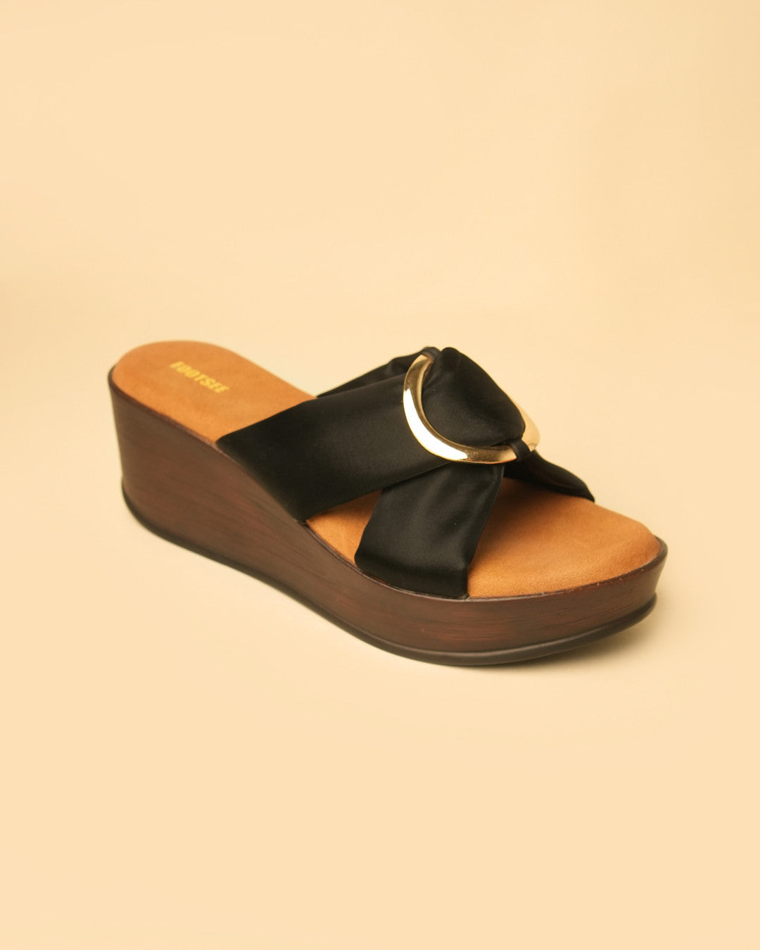 Orbit Black Ring-Detail Wedge Slide view 6