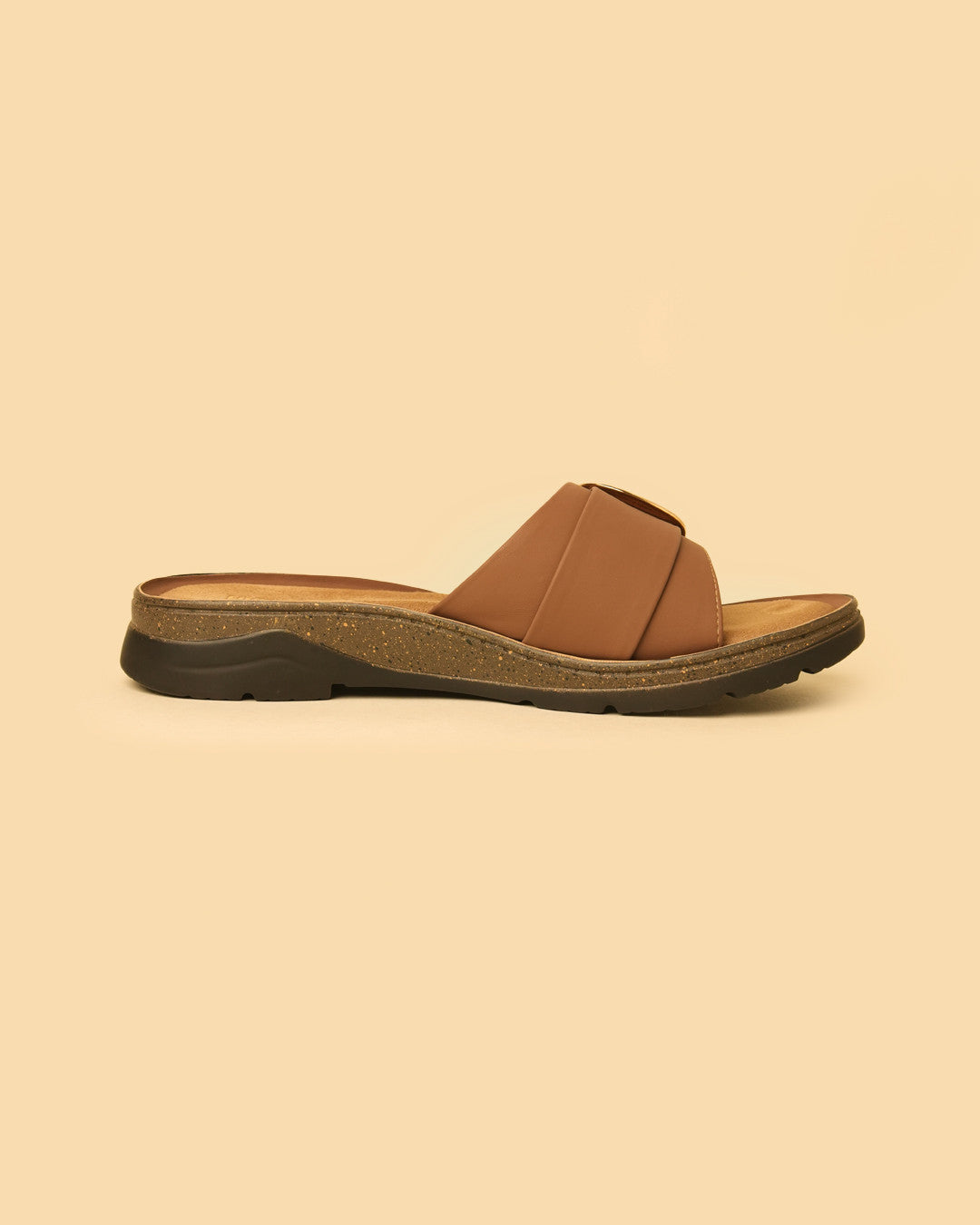 Clasp Tan Flat Slides view 6