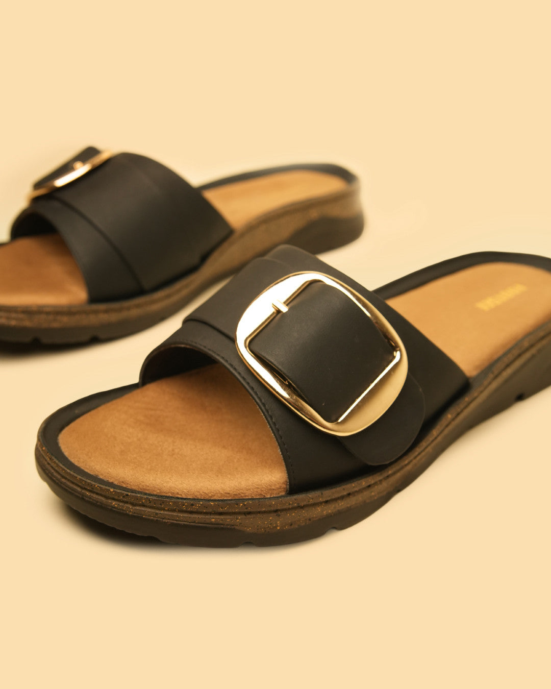 Clasp Black Flat Slides view 3