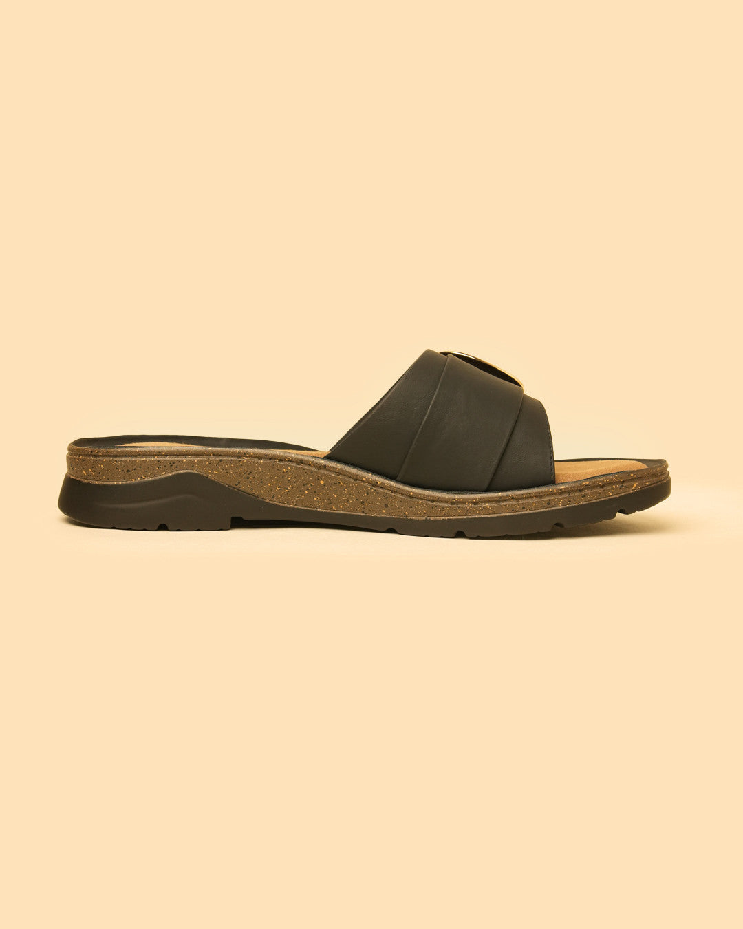 Clasp Black Flat Slides view 4