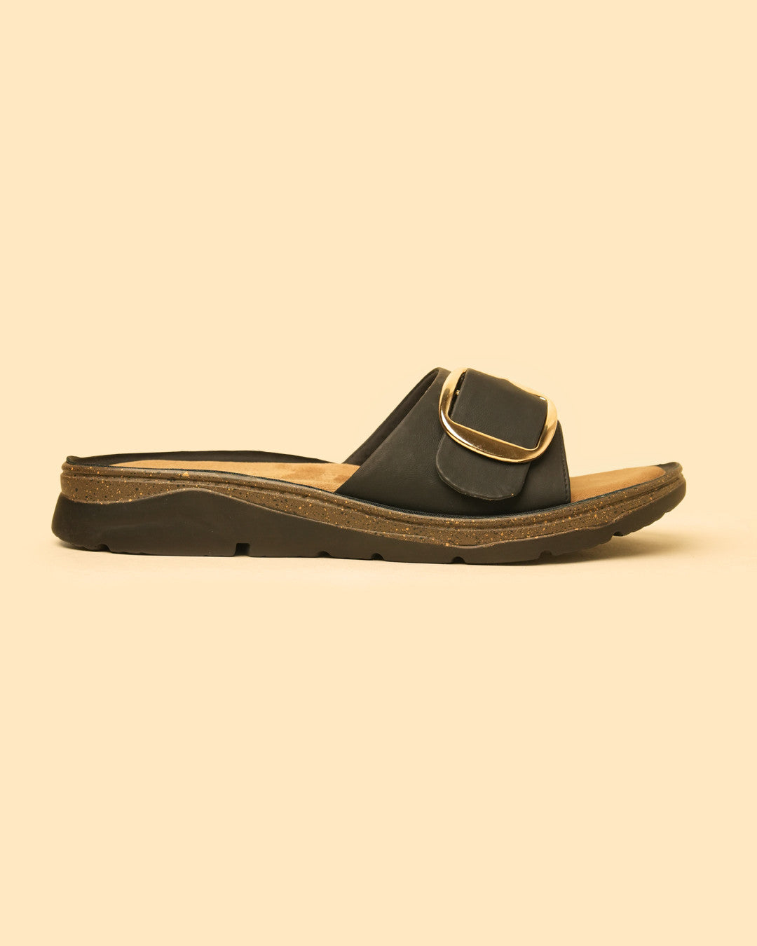 Clasp Black Flat Slides view 5
