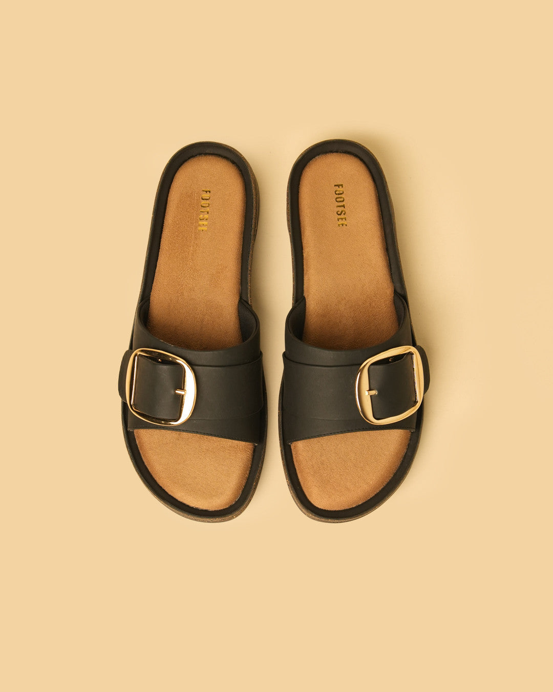 Clasp Black Flat Slides view 2