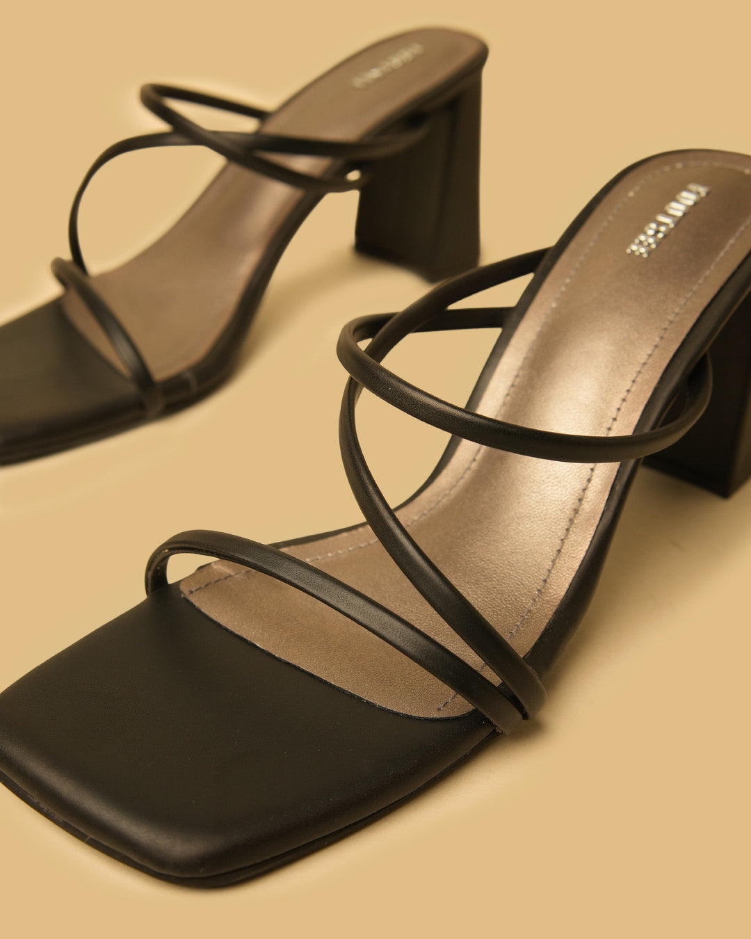 Cadence Black Strappy Block-Heel Mules view 3
