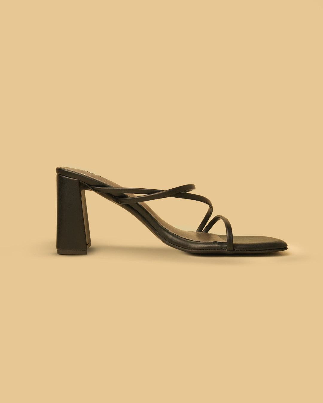 Cadence Black Strappy Block-Heel Mules view 4