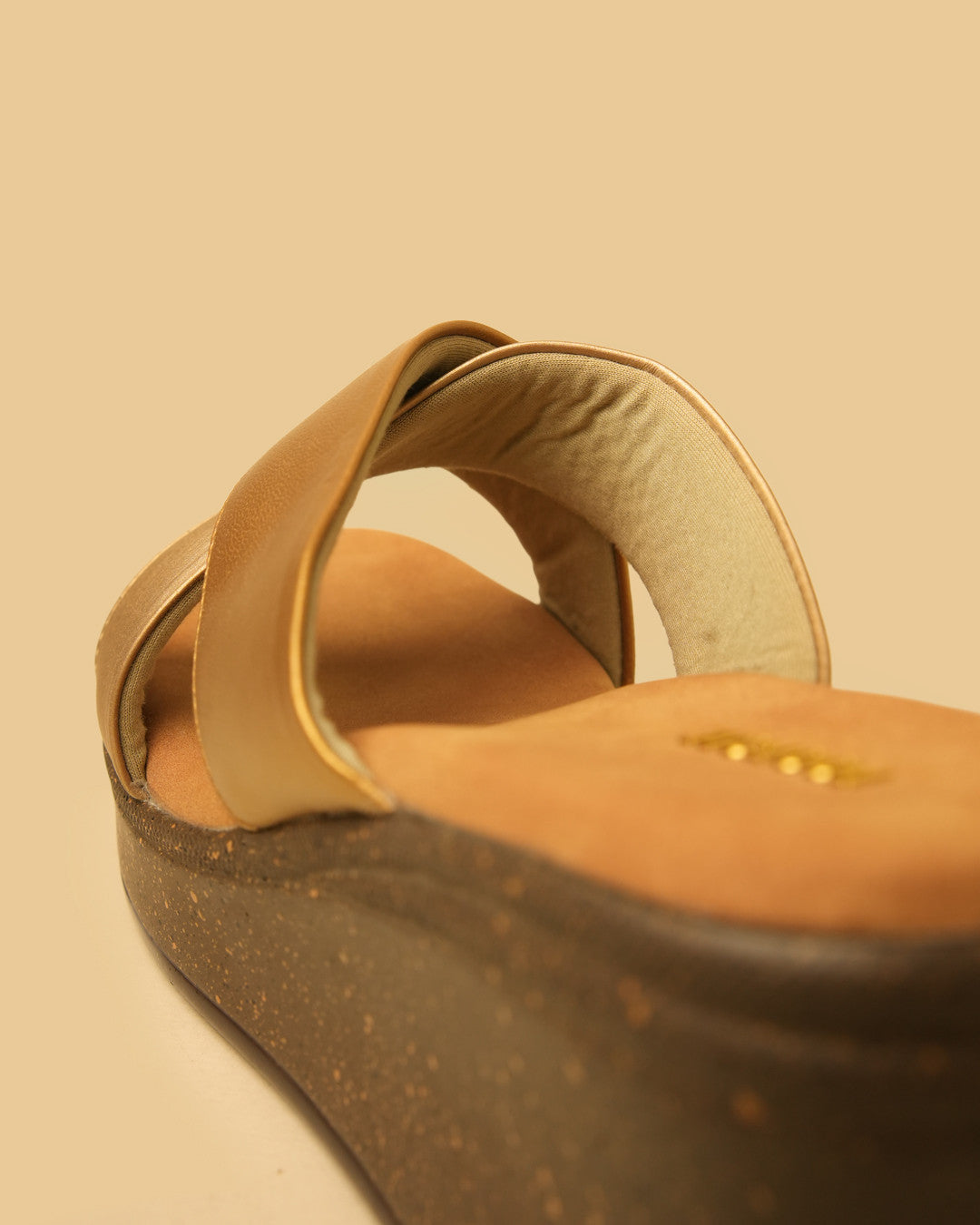 Lustre Gold Champagne Crossover Wedge Slides view 9