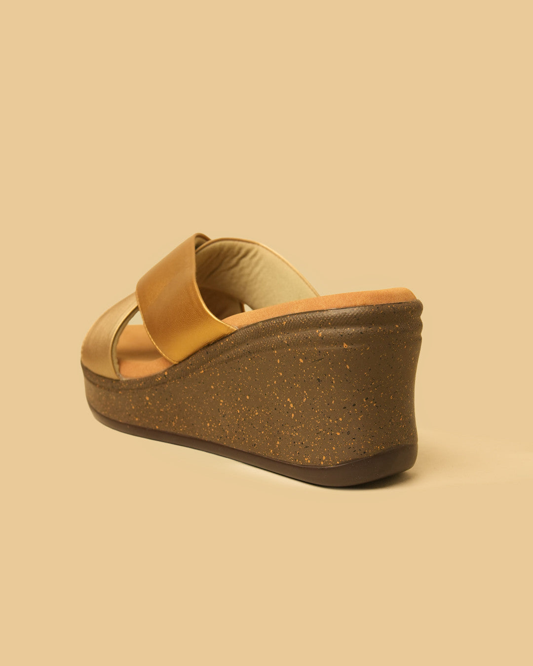 Lustre Gold Champagne Crossover Wedge Slides view 8