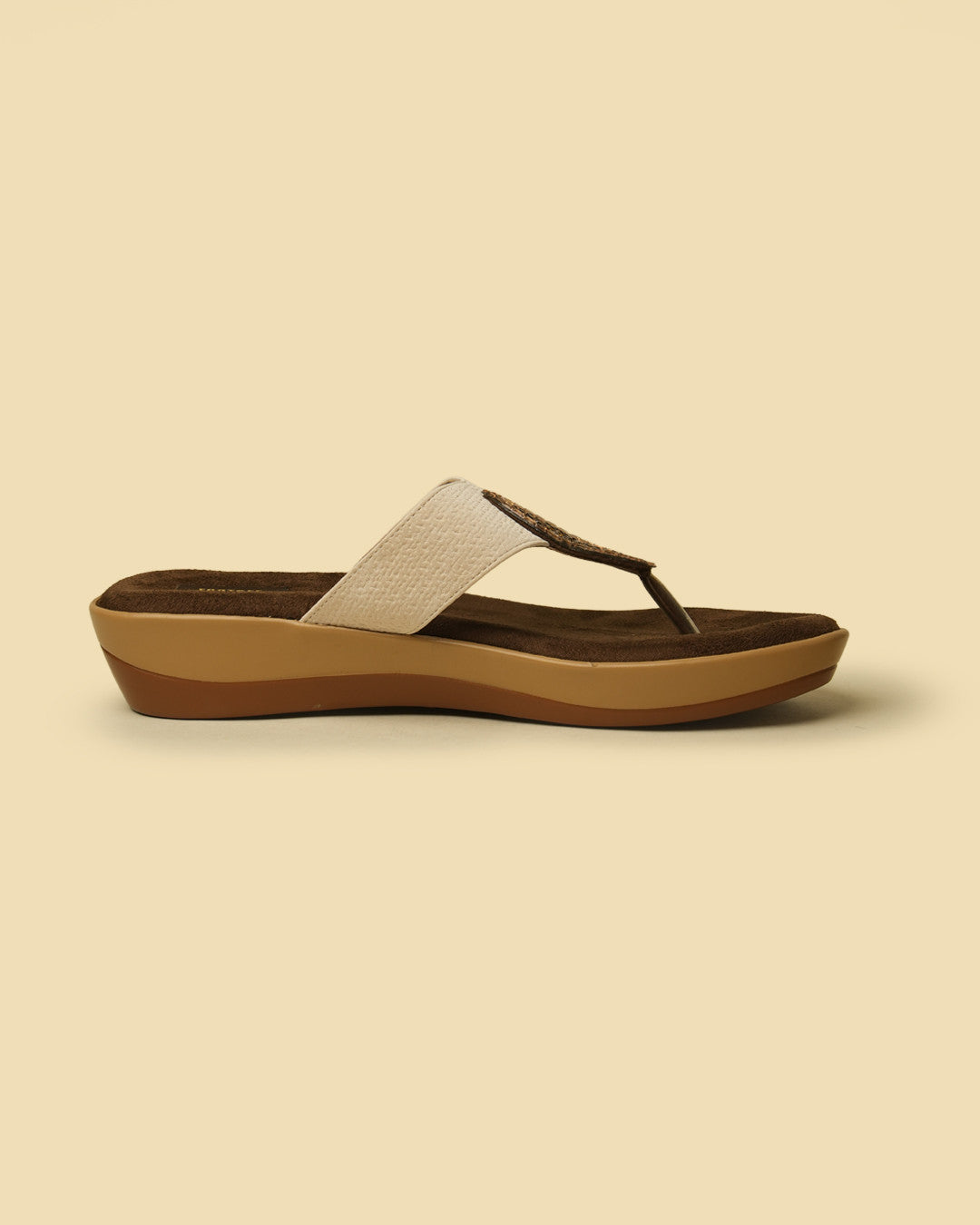 Nira Ivory Gold Embellished Toe-Post Platform Sandal view 5
