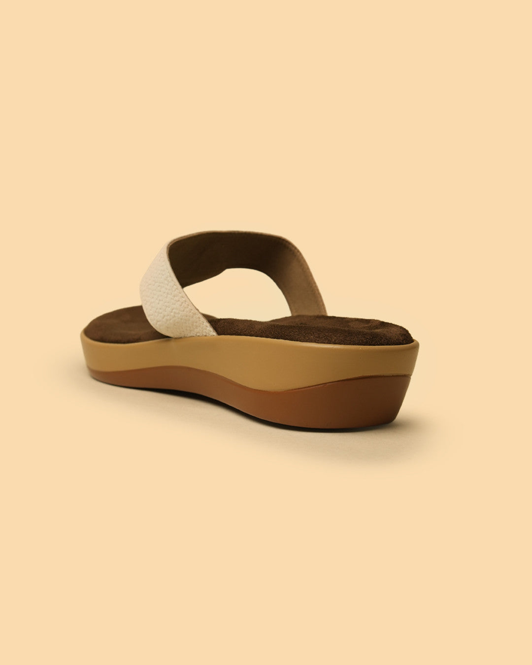 Nira Ivory Gold Embellished Toe-Post Platform Sandal view 6