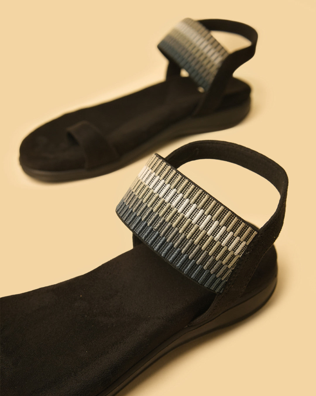 Cove Black Multi Patterned Slingback Flat Sandal view 4