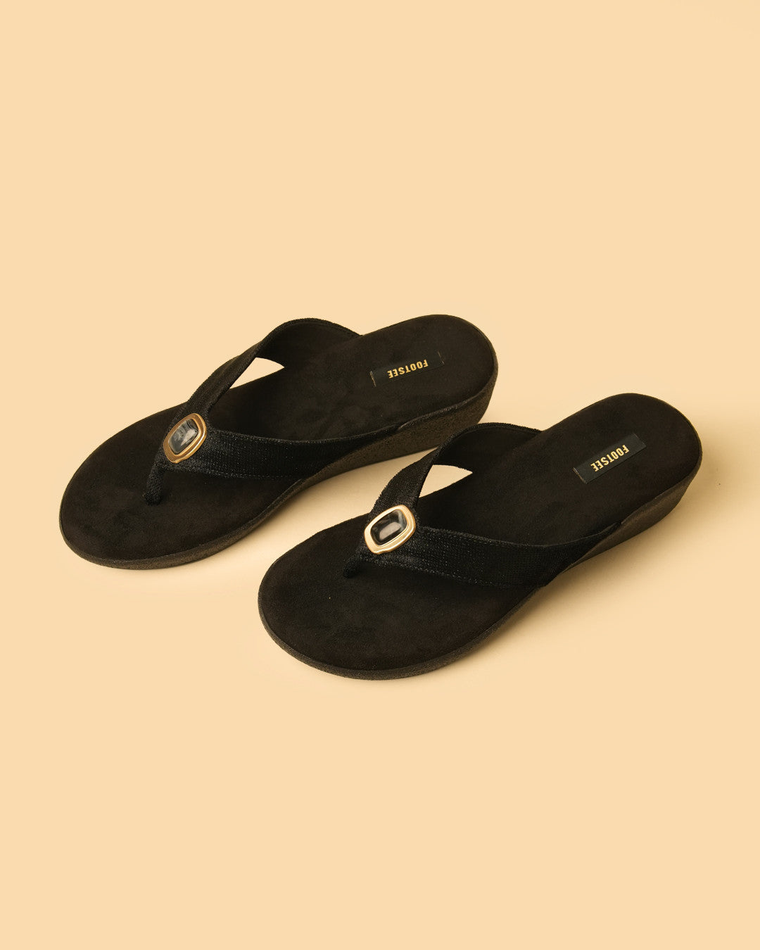 Opal Black Stone-Detail Toe-Post Platform Sandal view 3