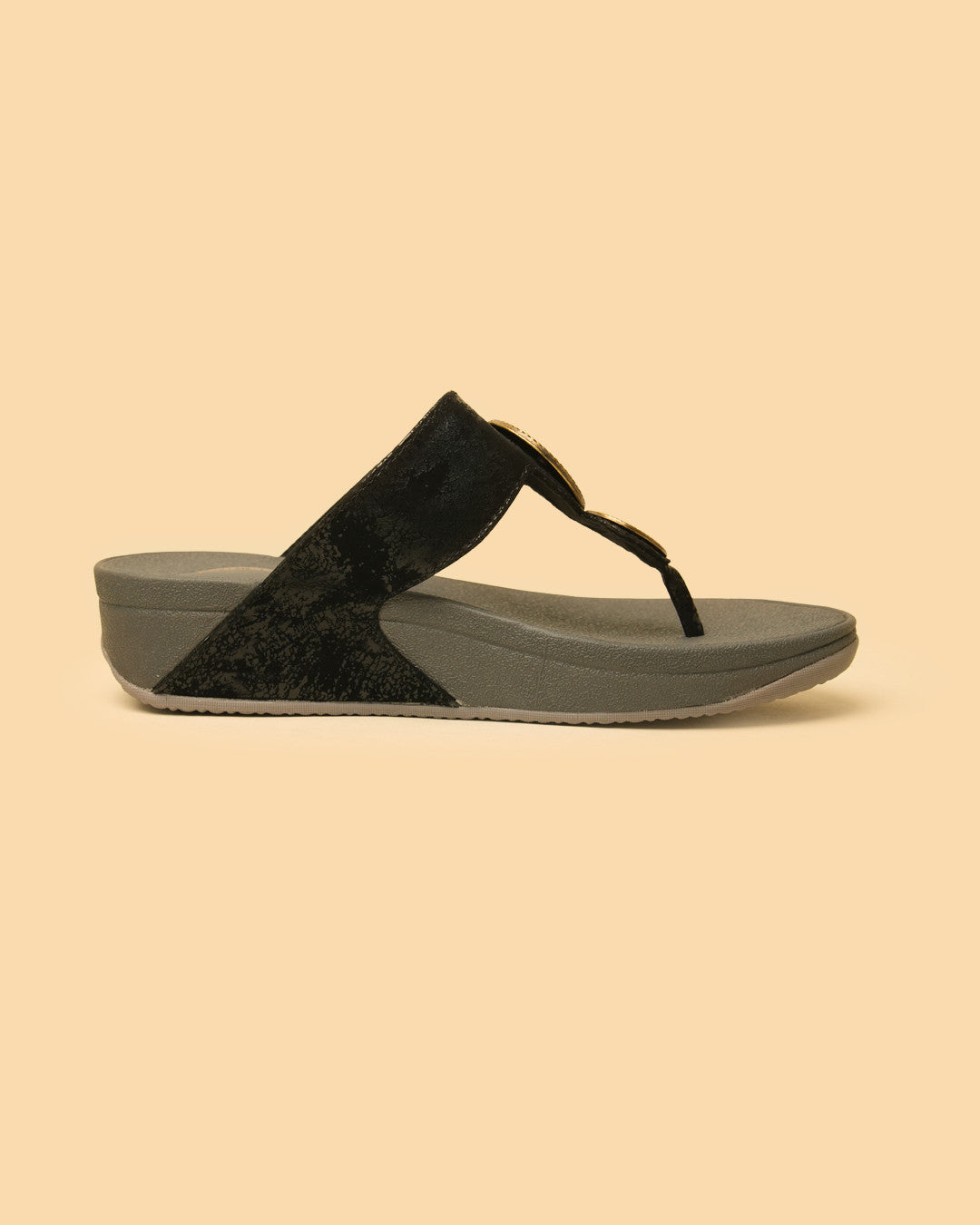 Medallion Black Antique Gold Medallion Toe-Post Platform Sandal view 7