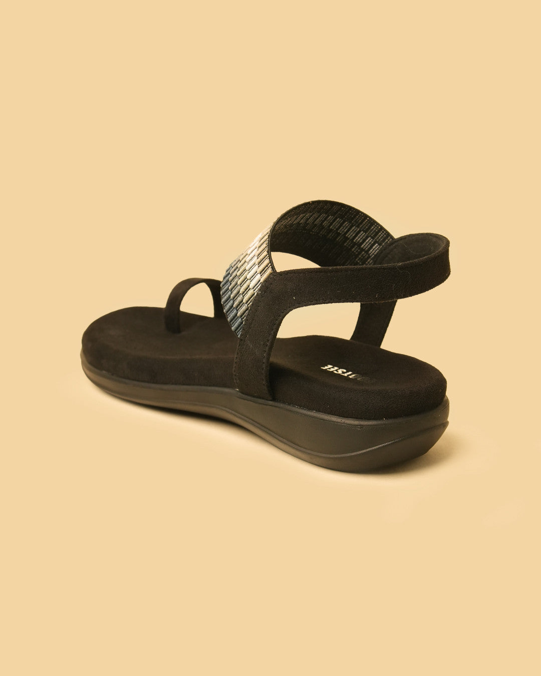 Cove Black Multi Patterned Slingback Flat Sandal view 7