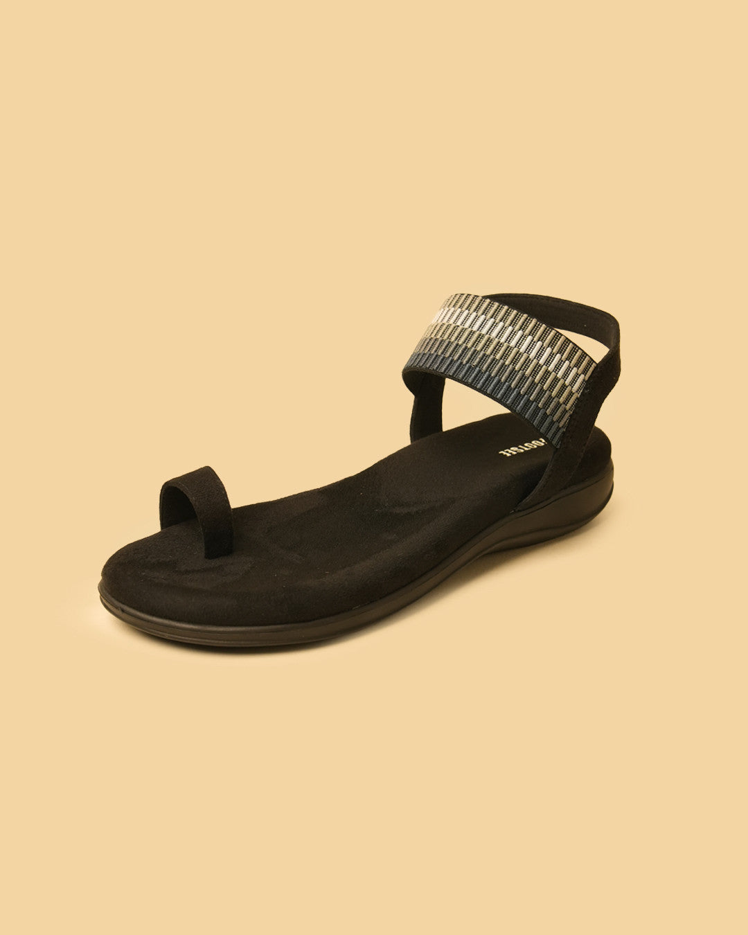 Cove Black Multi Patterned Slingback Flat Sandal view 3