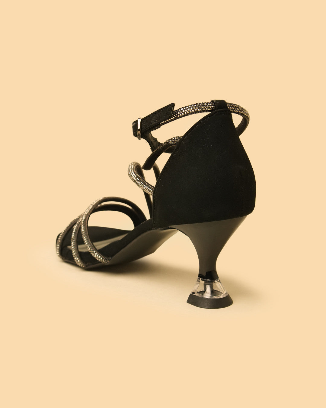 Saira Black Gold Embellished Ankle-Strap Heel view 5