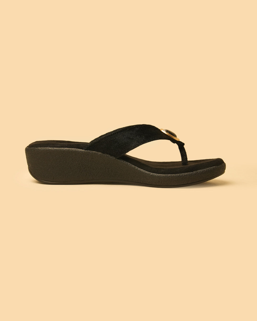 Opal Black Stone-Detail Toe-Post Platform Sandal view 6
