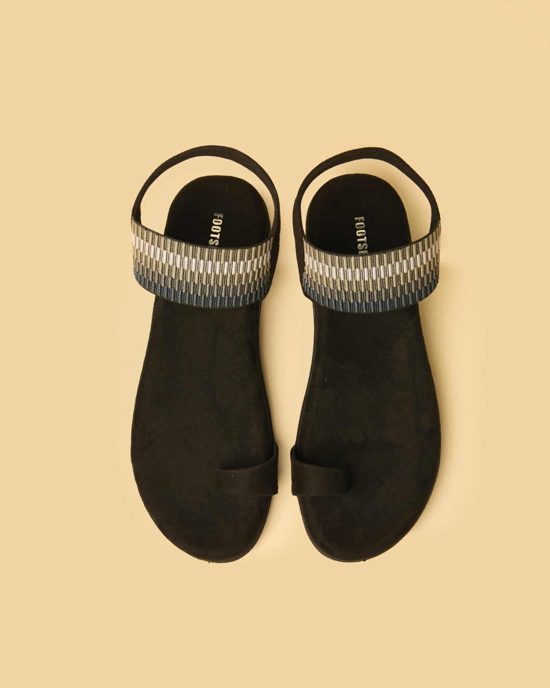 Cove Black Multi Patterned Slingback Flat Sandal view 2
