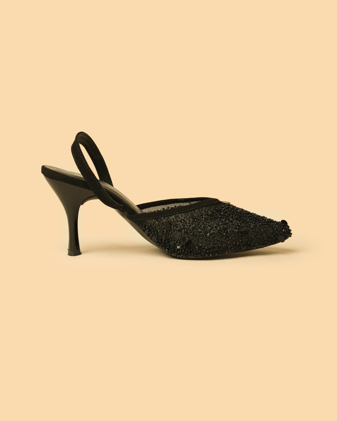 Cinder Black Embellished Slingback Heel view 7