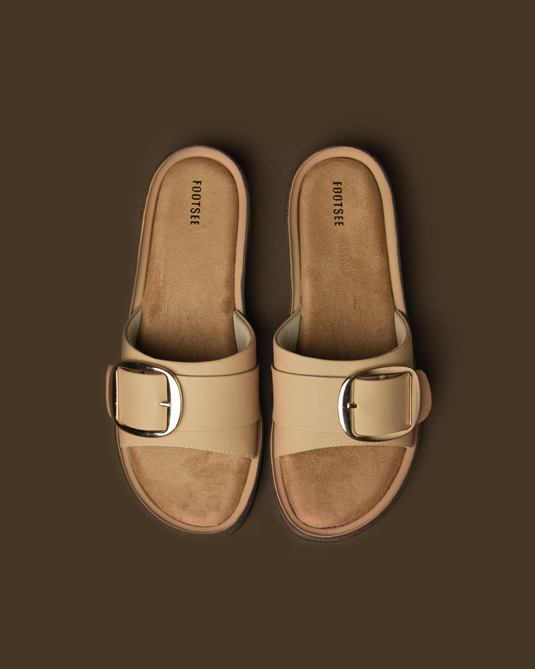 Clasp Taupe Buckle-Detail Flat Slide view 2