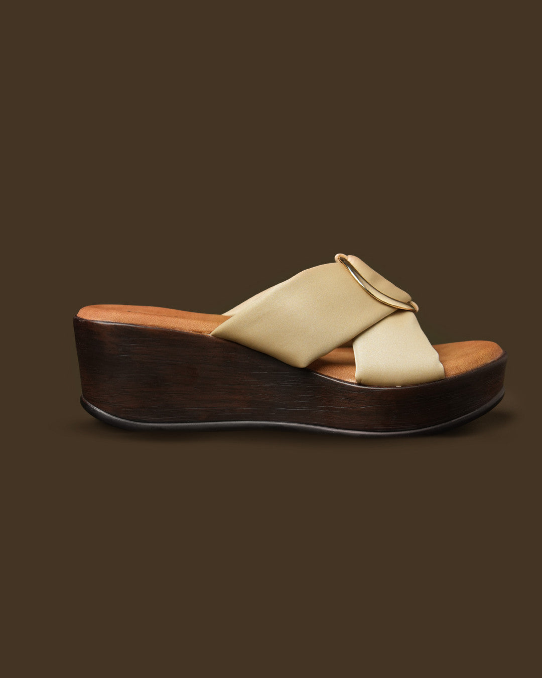 Orbit Olive Beige Ring-Detail Wedge Slide view 7
