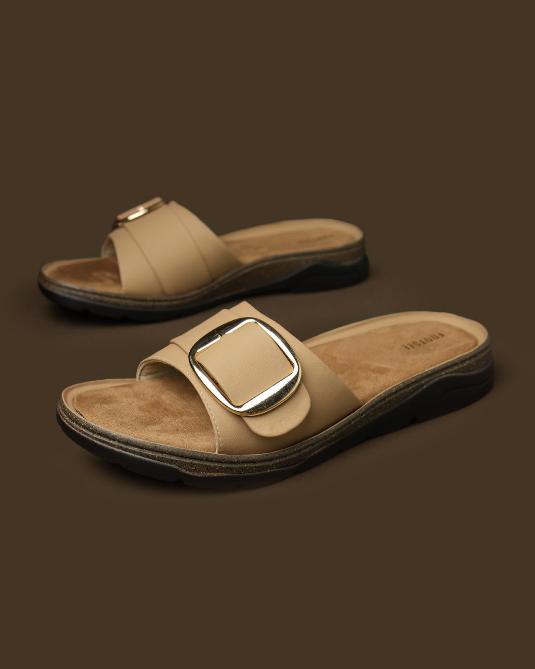 Clasp Taupe Buckle-Detail Flat Slide view 4