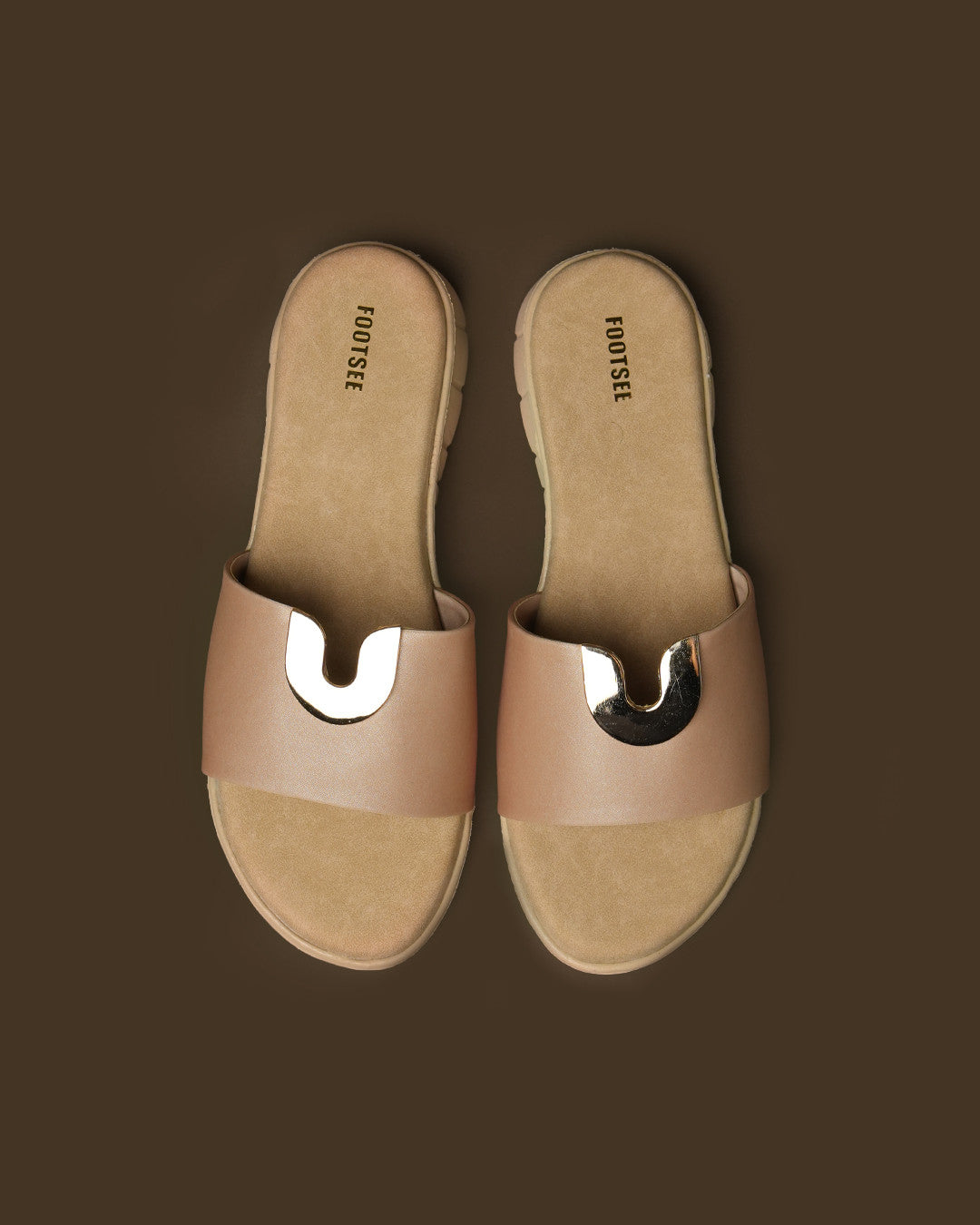 Arc Blush Beige Metal-Detail Flat Slide view 2