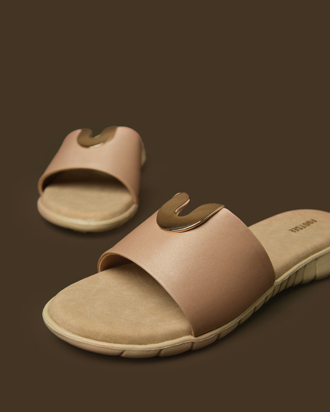 Arc Blush Beige Metal-Detail Flat Slide view 4