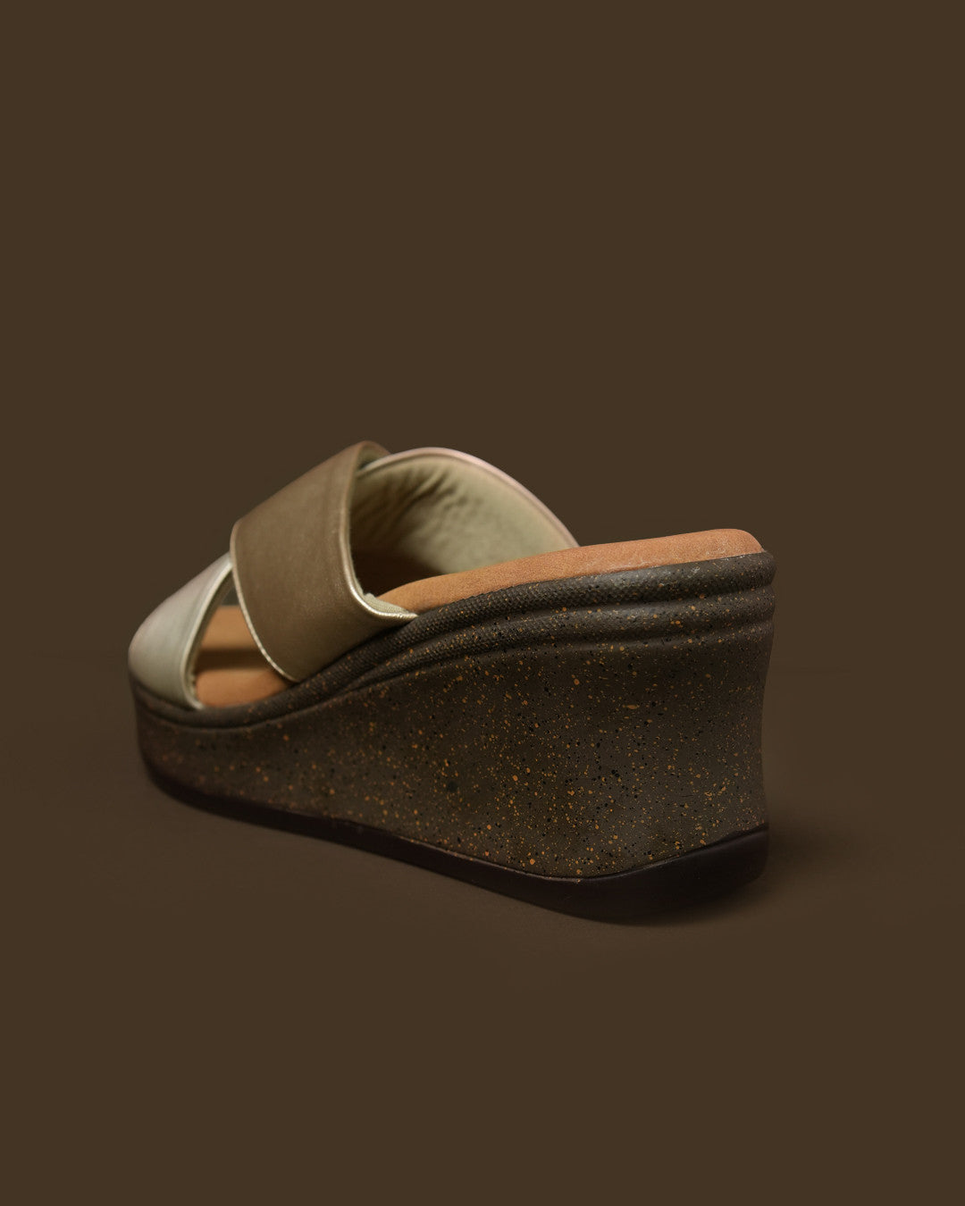 Lustre Champagne Gold Cross-Strap Wedge Slide view 8